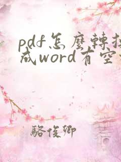 pdf怎么转换成word有空格