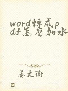 word转成pdf怎么加水印
