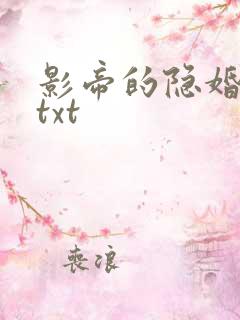 影帝的隐婚妻子txt