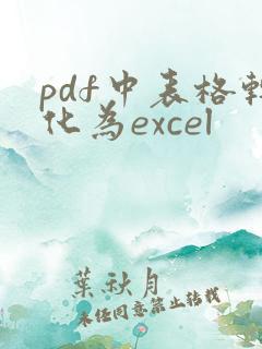 pdf中表格转化为excel