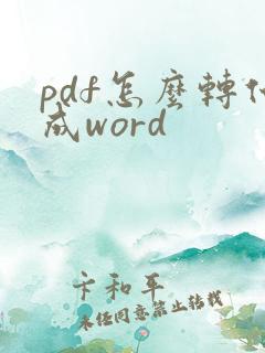 pdf怎么转化成word