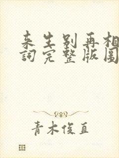 来生别再相遇歌词完整版图片