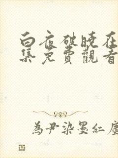 白夜破晓在线全集免费观看电视剧