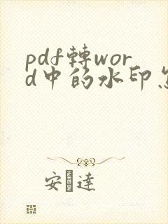 pdf转word中的水印怎么去除
