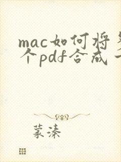 mac如何将多个pdf合成一个pdf