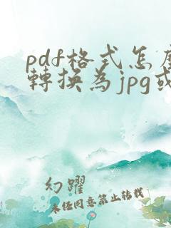 pdf格式怎么转换为jpg或者jpeg格式