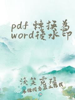 pdf 转换为word后水印怎么去掉