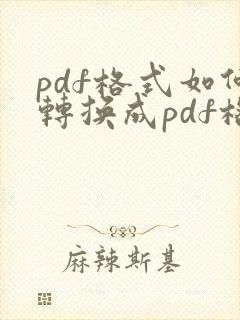 pdf格式如何转换成pdf格式
