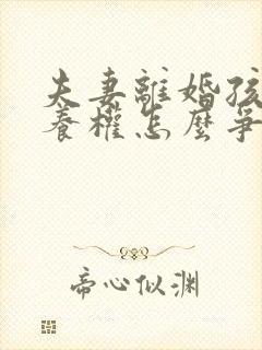 夫妻离婚孩子抚养权怎么争取