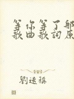 等你等了那么久歌曲歌词原唱