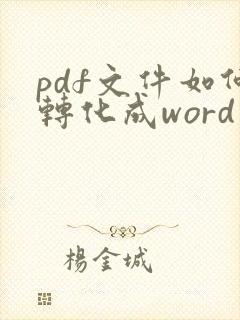 pdf文件如何转化成word文档