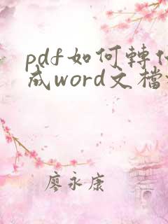 pdf如何转化成word文档格式