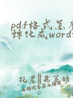 pdf格式怎么转化成word格式