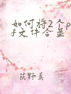 如何将2个pdf文件合并