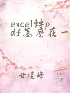 excel转pdf怎么在一个页面