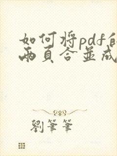 如何将pdf的两页合并成一页
