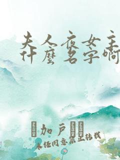 夫人夜女主角叫什么名字啊