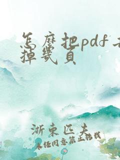 怎么把pdf去掉几页