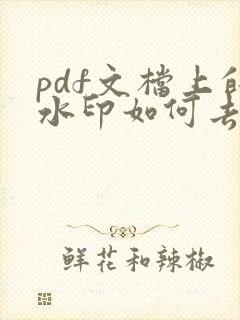 pdf文档上的水印如何去掉