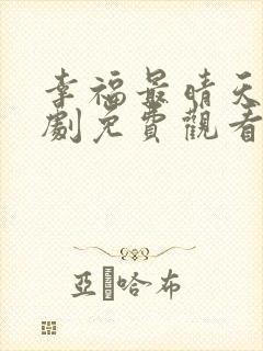 幸福最晴天电视剧免费观看全集