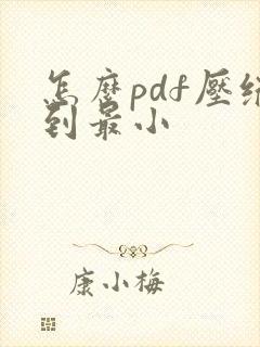 怎么pdf压缩到最小