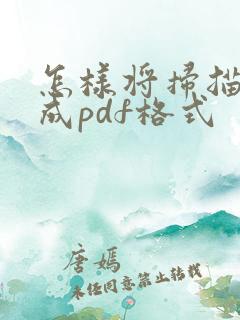 怎样将扫描件转成pdf格式