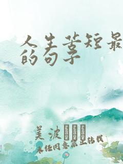 人生苦短最精辟的句子