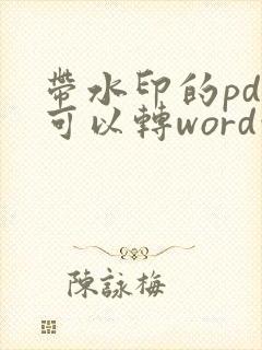 带水印的pdf可以转word吗