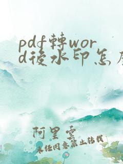 pdf转word后水印怎么去掉
