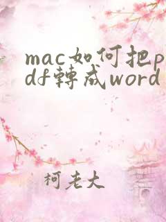 mac如何把pdf转成word