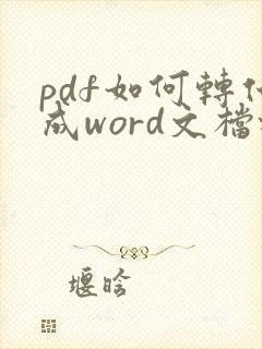 pdf如何转化成word文档格式