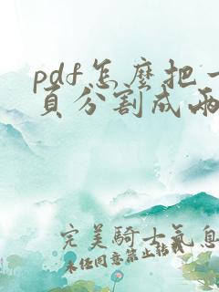 pdf怎么把一页分割成两页