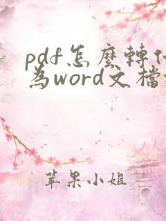 pdf怎么转化为word文档格式