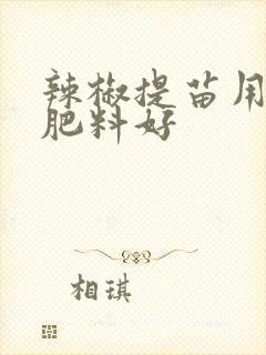辣椒提苗用什么肥料好