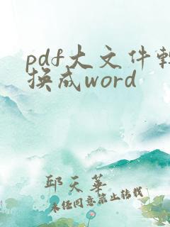 pdf大文件转换成word