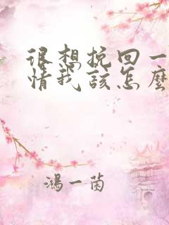 很想挽回一段感情我该怎么办