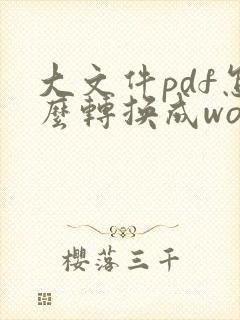 大文件pdf怎么转换成word