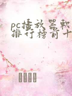 pc播放器软件排行榜前十名