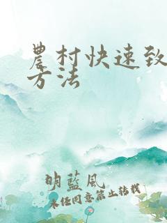 农村快速致富的方法