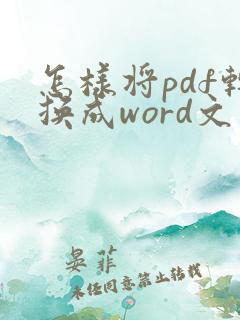 怎样将pdf转换成word文件