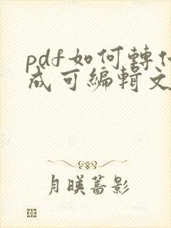 pdf如何转化成可编辑文档