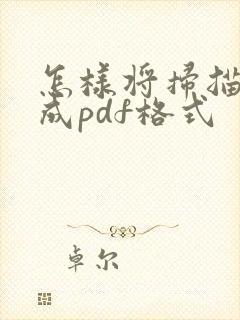 怎样将扫描件转成pdf格式