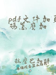 pdf文件加页码怎么加