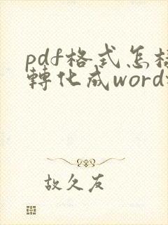pdf格式怎样转化成word格式