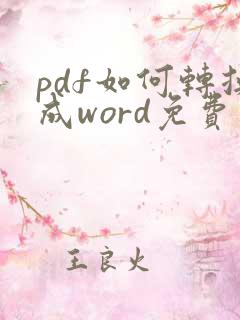 pdf如何转换成word免费软件