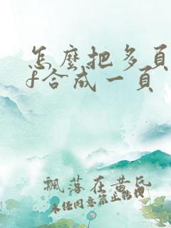 怎么把多页pdf合成一页