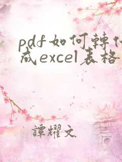 pdf如何转化成excel表格