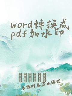 word转换成pdf加水印