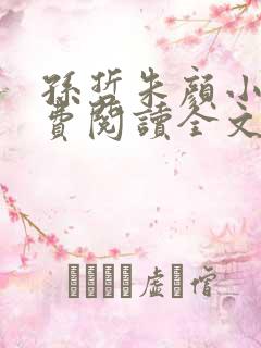孙哲朱颜小说免费阅读全文最新章节