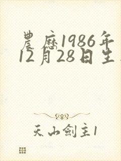 农历1986年12月28日生八字